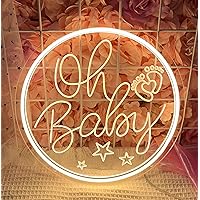 Oh Baby Neon Sign, Oh Baby Neon Light Signs for Baby Shower Decorations, USB Powered Oh Baby Light Up Sign for Backdrop Bedroom Wedding Birthday Party Room Decor