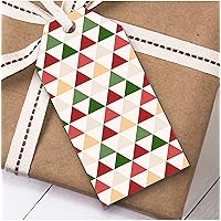 Red Green Cream Triangle Christmas Gift Tags (Present Favor Labels)