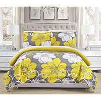 Chic Home - QS1768-AN 3 Piece Woodside Abstract Large Scale Floral Printed with 2 Shams Quilt Set, Queen, Yellow
