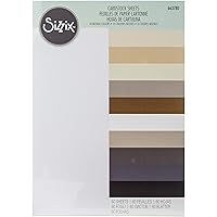 Sizzix Surfacez-Making Essential Cardstock Sheets 60PK (10 Colours Neutrals), Multicolour, 8 1/4