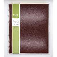 Eccolo Lined Executive Journal Notebook with Gold Edges, 256 Pages of Acid-Free Paper, Hard Cover Realistic Faux Leather, Lay Flat Design (Brown, 8x10 inches)