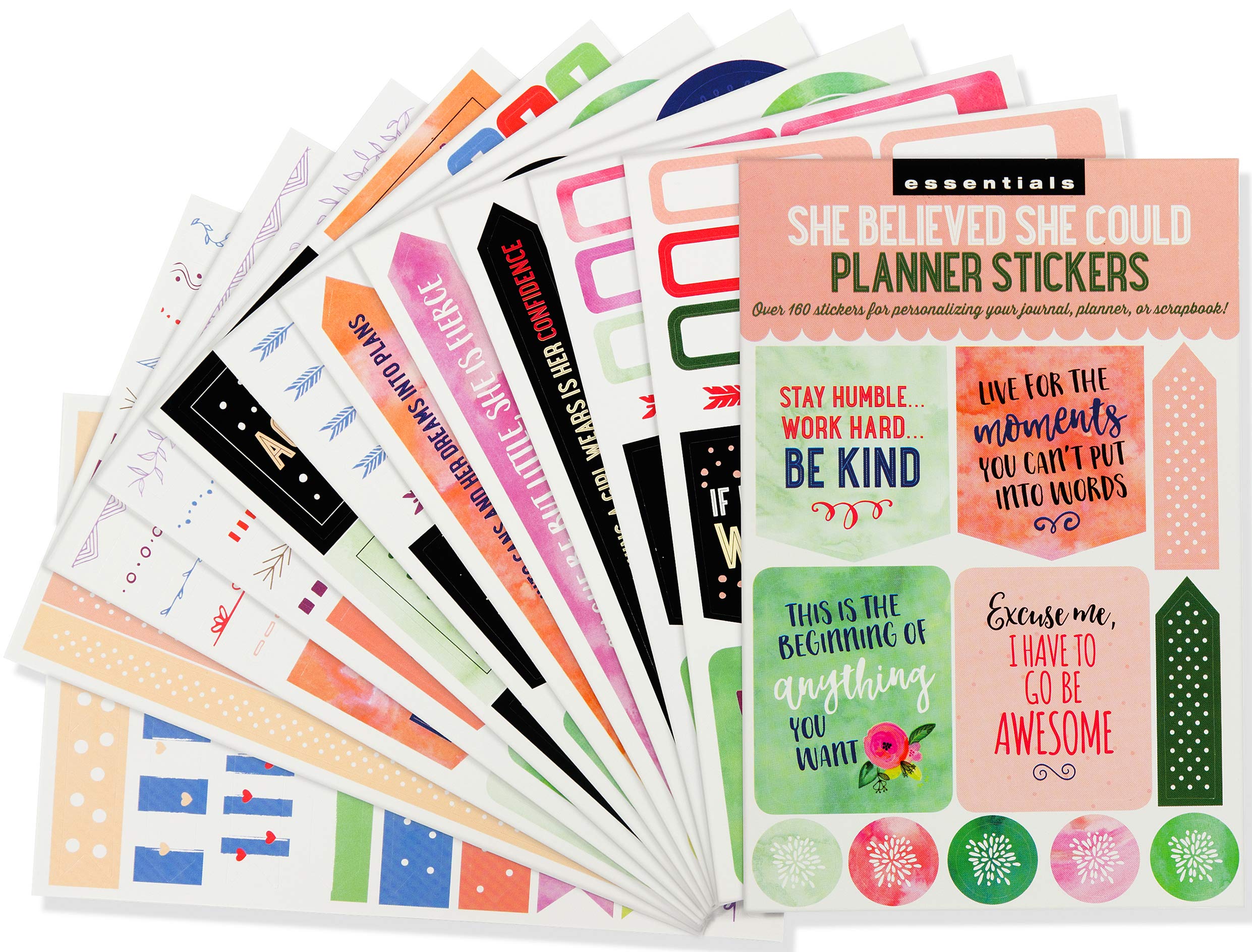 Essential 2019 Weekly Planner Stickers - She Believed She Could (Set of 160 Stickers)
