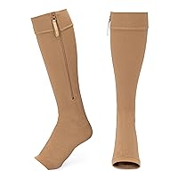 Compression Socks Zipper 20-30mmHg: Knee-high, Open Toe
