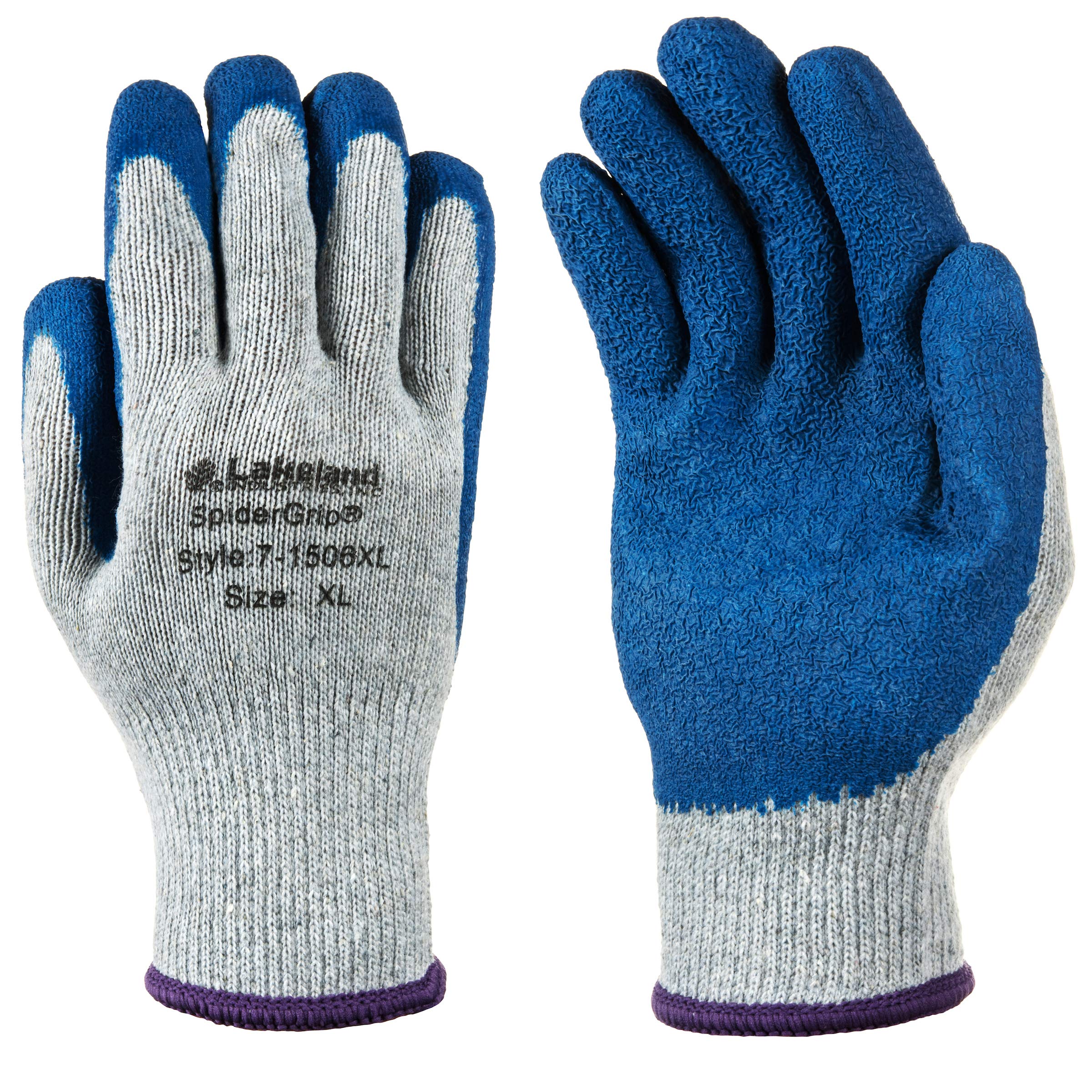 Lakeland Industries, Inc 7-1506XL Lakeland 7-1506 SpiderGrip General Work Glove, X-Large, Grey/Blue (12 Pair)