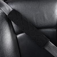 Plush Car Seat Belt Cover and Shoulder Pad Cushions Improve Driving Comfort, 2 PCS Included and Compatible with All Vehicles (Black)