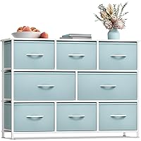 Sorbus Kids Dresser with 8 Drawers - Chest Organizer Unit with Steel Frame Wood Top & Handle, Fabric Bins for Clothes - Wide Furniture for Bedroom Hallway Kids Room Nursery & Closet