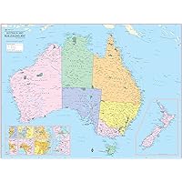 Cool Owl Maps Australia & New Zealand Wall Map Poster (Laminated 32