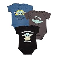 Star Wars baby-boys Baby Yoda Bodysuit Three Pack Baby Clothes