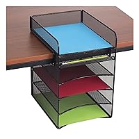 Safco Onyx Hanging Desktop Organizer with 5 Horizontal Trays, Under-Desk Storage. Fits Tables 1.75
