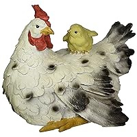 Design Toscano QM12506 Barnyard Mother Hen and Baby Chick Statue, full color