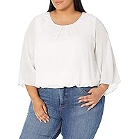 Amy Byer Women's Plus Size Shirred Banded Hem Top