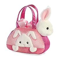 Aurora® Fashionable Fancy Pals™ Peek-A-Boo Bunny Stuffed Animal - On-The-go Companions - Stylish Accessories - Pink 7 Inches