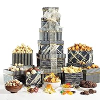 Broadway Basketeers Christmas Food Gift Basket Tower Snack Gifts for Women, Men, Families, College, Delivery for Holidays, Appreciation, Thank You, Corporate, Get Well Soon Care Package
