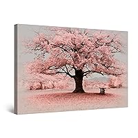 Startonight Canvas Wall Art Decor Pink Landscape Tree and Leaves Painting for Living Room 32