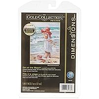 Dimensions Gold Collection Counted Cross Stitch Kit, Girl at the Beach, 18 Count White Aida, 5'' x 7''