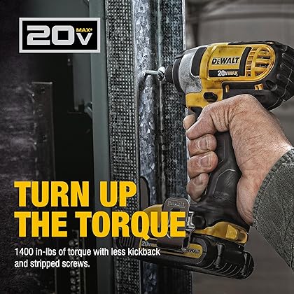 DEWALT 20V MAX Impact Driver Kit, 1/4-Inch, Battery and Charger Included (DCF885C1)