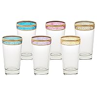 Lorren Home Trends High Ball Melania Collection Glass, Set of 6, Multicolored