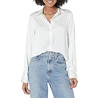 Amazon Essentials Women's Classic-Fit Satin Button Down Blouse (Available in Plus Size)