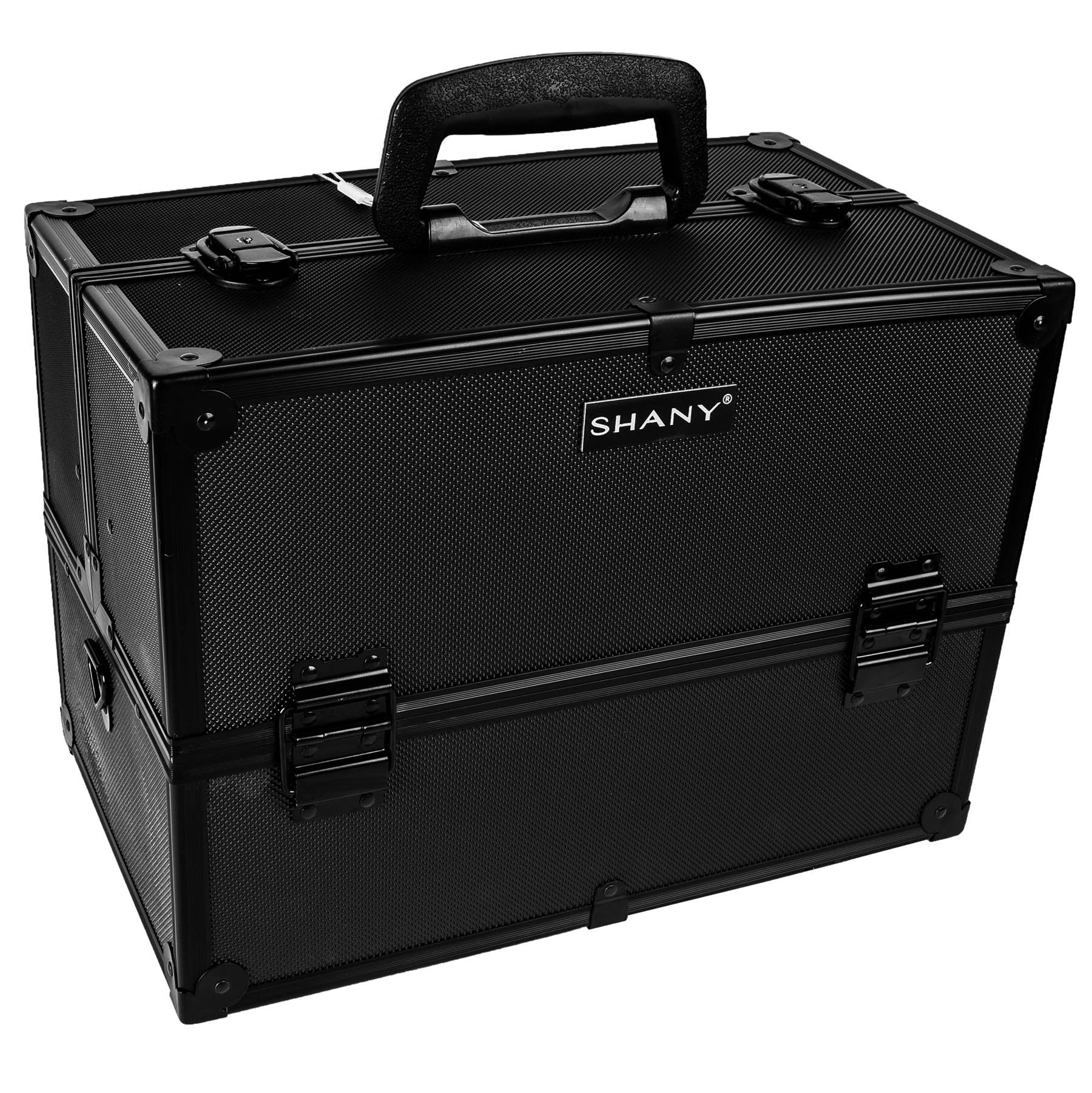 SHANY Essential Pro Makeup Train Case with Shoulder Strap and Locks - Black On Black