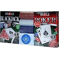 Hoyle Poker and Hoyle Blackjack w/4 poker chip sets and playing cards - PC