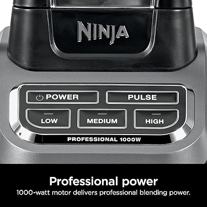 Ninja BL610 Professional 72 Oz Countertop 1000-Watt Base and Total Crushing Technology for Smoothies, Ice and Frozen Fruit, Black, Blender + Pitcher