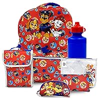 Fast Forward Paw Patrol Backpack Large 16 inch 6-piece Set for Kids, Paw Patrol Book Bag with Lunch Box, Perfect for Back to School & Elementary Age
