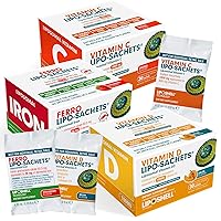 Liposomal Gel Liquid Iron, Vitamin D3, & Vitamin C Supplements - Total of 90 Pack High Absorption Energy & Immune Support for Iron Deficiency, Healthy Immune System, Non-GMO
