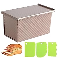 2.2Lb Bread Pans, Non-Stick Rectangle Pullman Loaf Pan with Lid, 13 x 5 Long Sourdough Bread Pans for Homemade, Deep Bread Tin with Dough Scraper Cutter