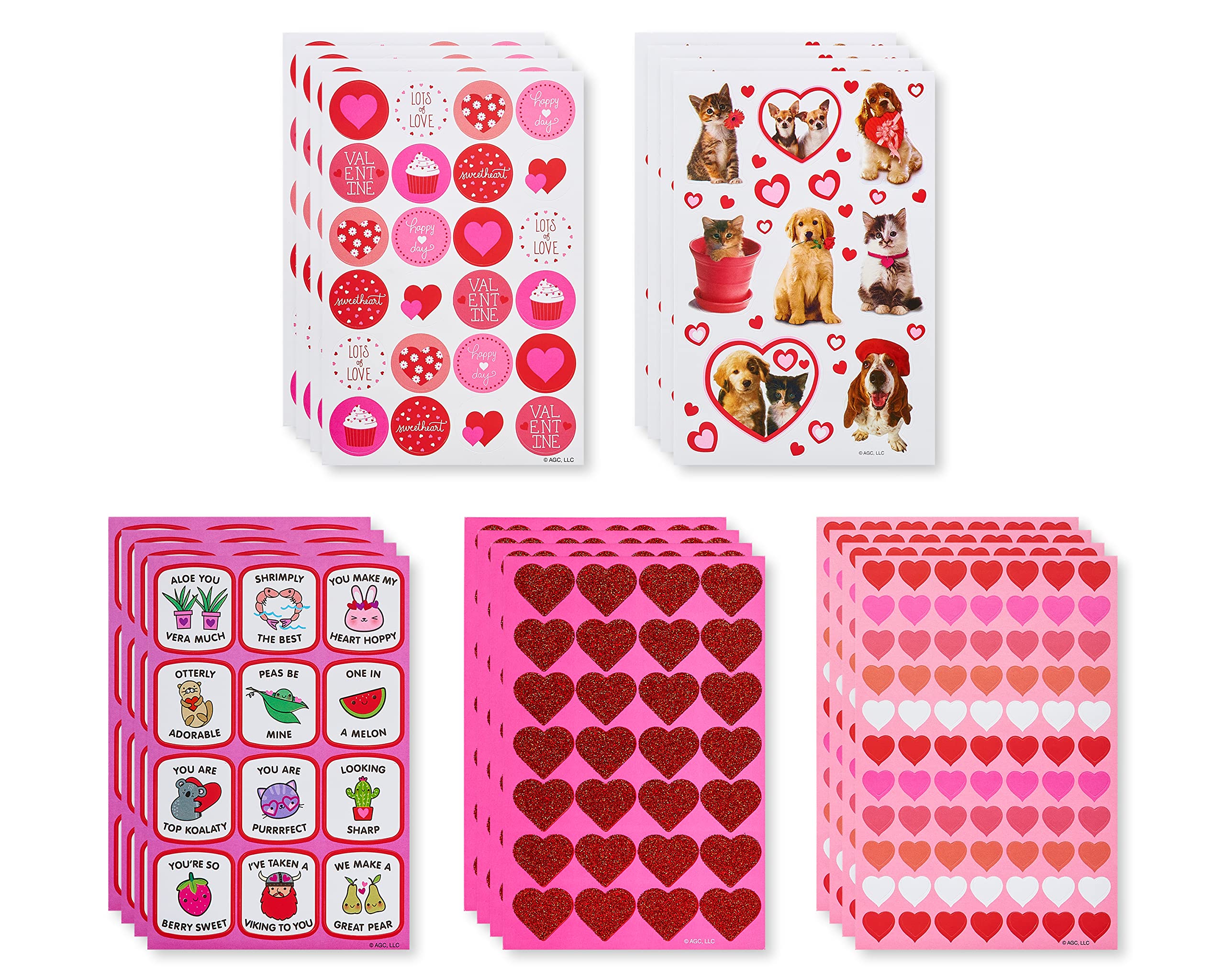 American Greetings Bulk Valentine's Day Stickers, Hearts and Animals (688-Count)