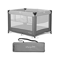 Zazzy Portable Playard with Bassinet in Grey, Packable and Easy Setup Baby Playard, Lightweight and Portable Playard for Baby with Mattress and Travel Bag