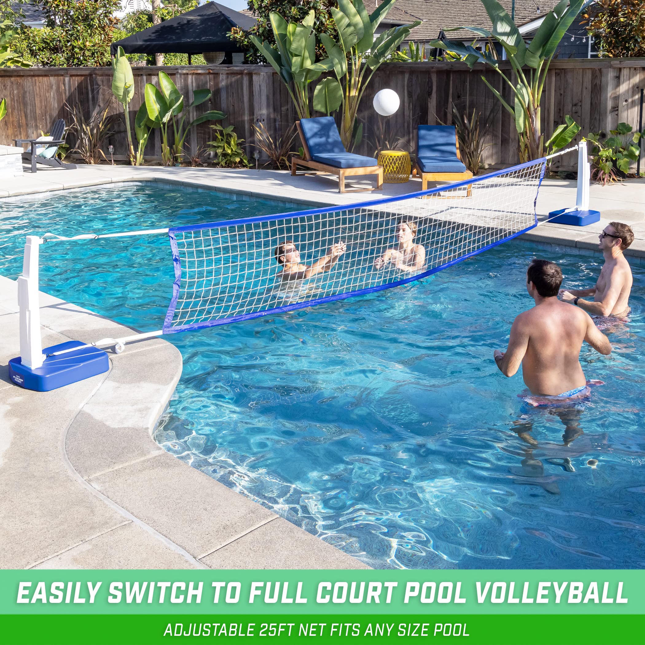 GoSports Splash Hoop 2-in-1 Full Court Pool Basketball & Volleyball Game Set