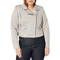 City Chic Women's Suede Jacket with Asymetric Zip Detail
