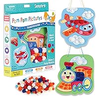 Creativity for Kids Pom Pom Pictures: Transportation - Train and Plane - Preschool Learning Activity, Sensory Toys for Toddlers Ages 3-4+