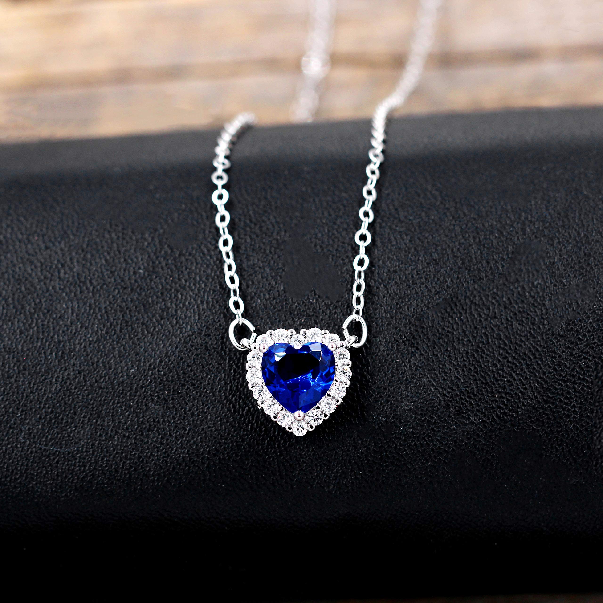 Uloveido Platinum Plated Titanic Ocean Blue Heart Pendant Crystal Choker Necklace for Women Girls Mother's Day Jewelry Gifts Y893