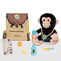 National Geographic Kids Chimpanzee Care and Nurture Vet Set, Stuffed Animal, Sounds, Recycled Packaging, Kids Toys for Ages 3 Up, Amazon Exclusive