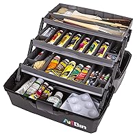 ArtBin 3-Tray Art Supply Box Versatile Organizer for Brushes, Paints, Stamps, and More - Durable Hard Plastic, Secure Closure, Portable with Top Trays and Dividers