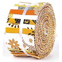 Soimoi 40Pcs Paisleys Print Cotton Precut Fabrics for Quilting Craft Strips 2.5 inches Jelly Roll - Orange