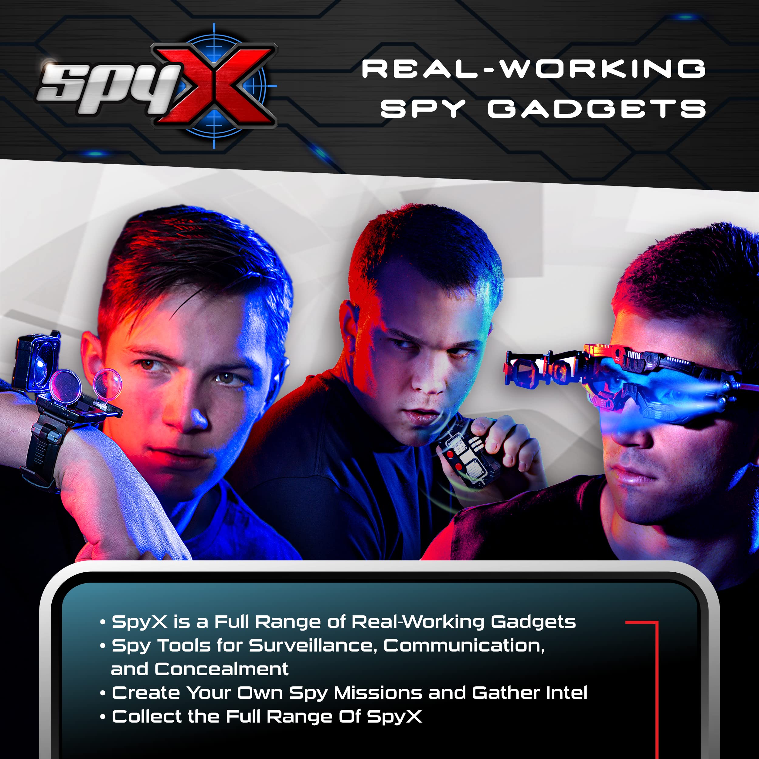 SpyX/Secret Agent Comms Kit - Includes Spy Toy Walkie-Talkie Pair/Micro Spy Scope/Invisible Ink Pen/Secret Voice Disguiser. 4 Communication & Surveillance Tools for Spy Kids
