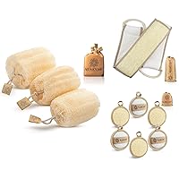 Premium Natural Egyptian Shower Loofah Sponge, Back Scrubber, and Facial Loofah Bundle, Made with Natural Egyptian Shower Loofah Sponge That Gets Your Body Clean
