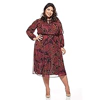 Maggy London Women's Paisley Chiffon Jewel Neck Fit and Flare