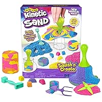 Kinetic Sand, Squish N’ Create Playset, with 13.5oz of Blue, Yellow, and Pink Play Sand, 5 Tools, Sensory Toys for Kids Ages 3 and Up