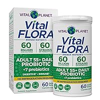 Vital Flora Adults Over 55 Daily Probiotic 60 Billion CFU, Diverse Strains, Organic Prebiotics, Immune and Digestive Health Shelf Stable Probiotics for Women and Men, 60 Capsules