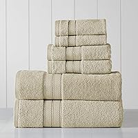 Modern Threads - Spun Loft 6-Piece 100% Combed Cotton Towel Set - Bath Towels, Hand Towels, & Washcloths - Super Absorbent & Quick Dry - 600 GSM - Soft & Plush, Sand