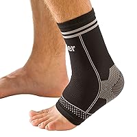 MUELLER Sports Medicine 4-Way Ankle Support Sleeve, For Men and Women, Black, S/M