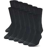 Men's Polyester Half Cushion Crew Socks, 12-Pairs