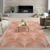 GlowSol Modern Washable Area Rug 6x9 Rug for Living Room Rugs Bedroom Rug Aesthetic Arch Rug Soft Rug Non Slip Carpet Farmhouse Throw Rugs Stain Resistant Office Rug Classroom Rug 6'x9' Orange