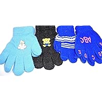 Set of Four Pairs Multicolor One Size Magic Gloves for Children 1- 4 Yrs