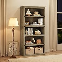 5 Tier Bookcase, Farmhouse Book Shelf with Storage Open Display Bookshelves, 67.4