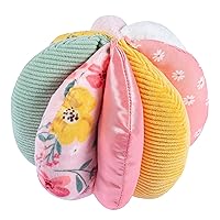 Gerber Baby Developmental Sensory Ball with Rattle Inside, Pink Yellow Floral Ball, One Size