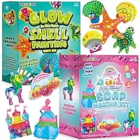 Bambibo Mega Pack of 2, Princess & Unicorn Soap Making Kit | Glow in The Dark Shell Painting Kit | DIY Soap Kit | Glow in The Dark Paint for Kids | DIY Arts & Crafts Toys for Girls & Boys 4-6